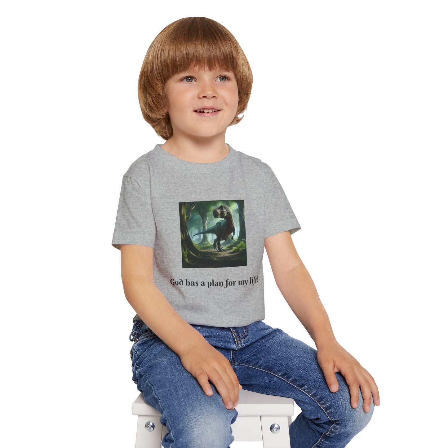 God has a plan for my life - Toddler Dinosaur T-shirt short sleeve