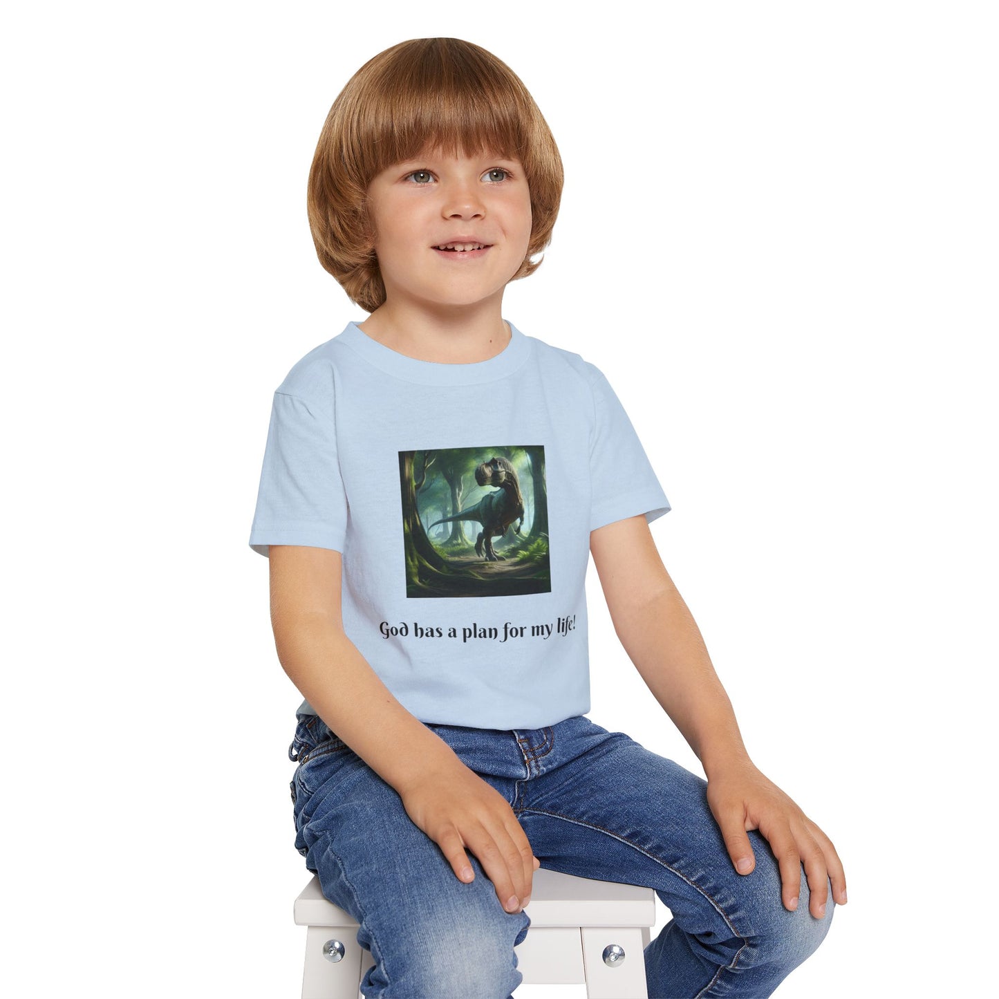 God has a plan for my life - Toddler Dinosaur T-shirt short sleeve