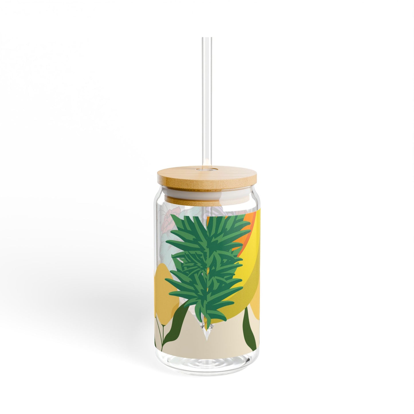 Boho Floral Sipper Glass - 16oz Tumbler with Straw