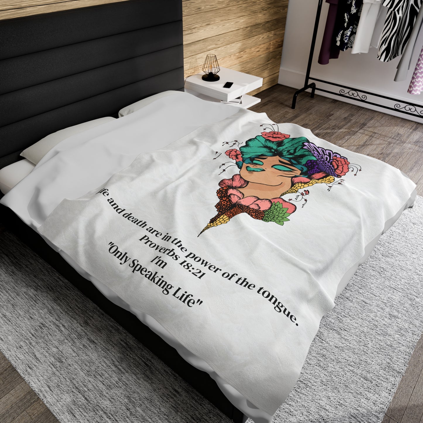 Inspirational Velveteen Plush Blanket with Proverbs Quote - Cozy Home Décor for Comfort & Reflection
