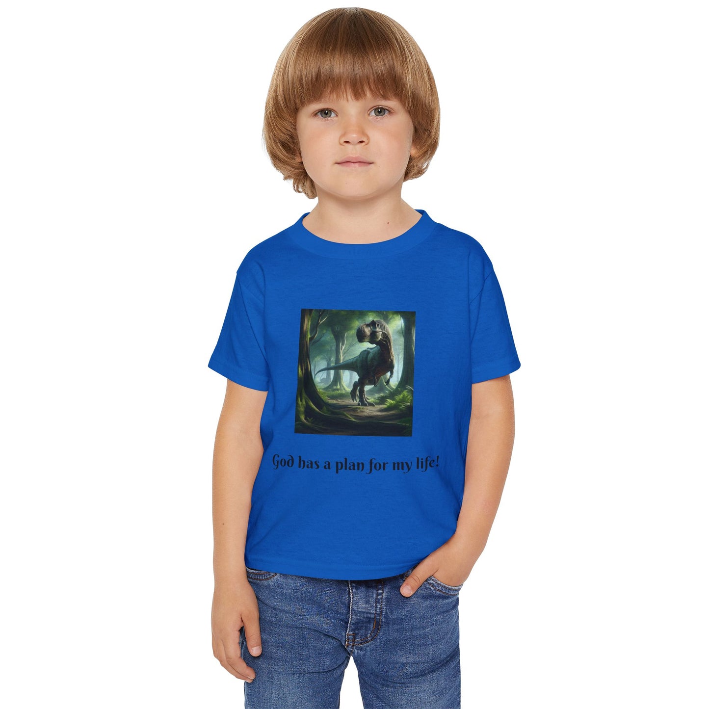 God has a plan for my life - Toddler Dinosaur T-shirt short sleeve