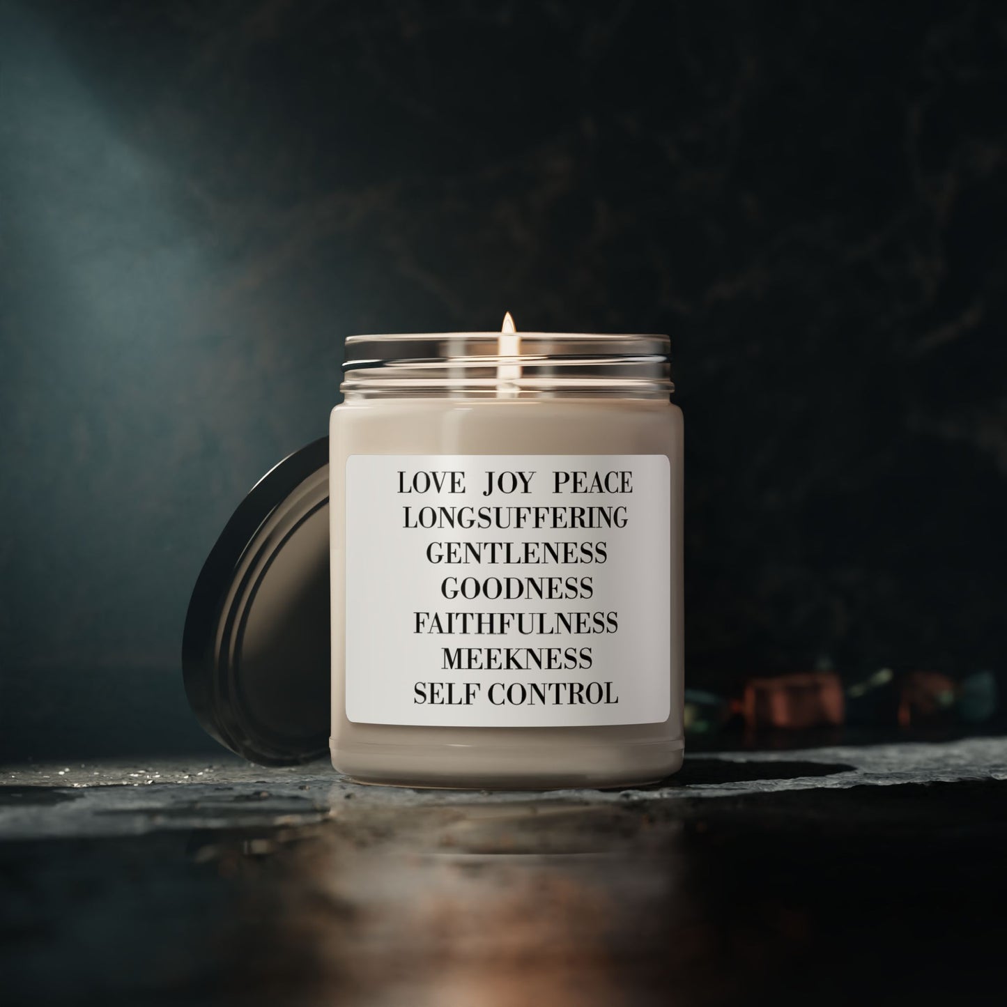 Inspirational Scented Soy Candle - Love, Joy, Peace Message