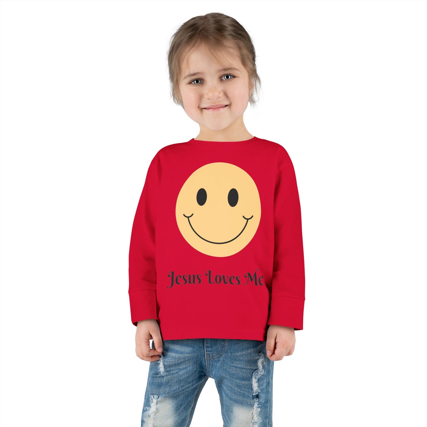 Jesus Loves Me - Smiley Face Toddler Long Sleeve T-shirt