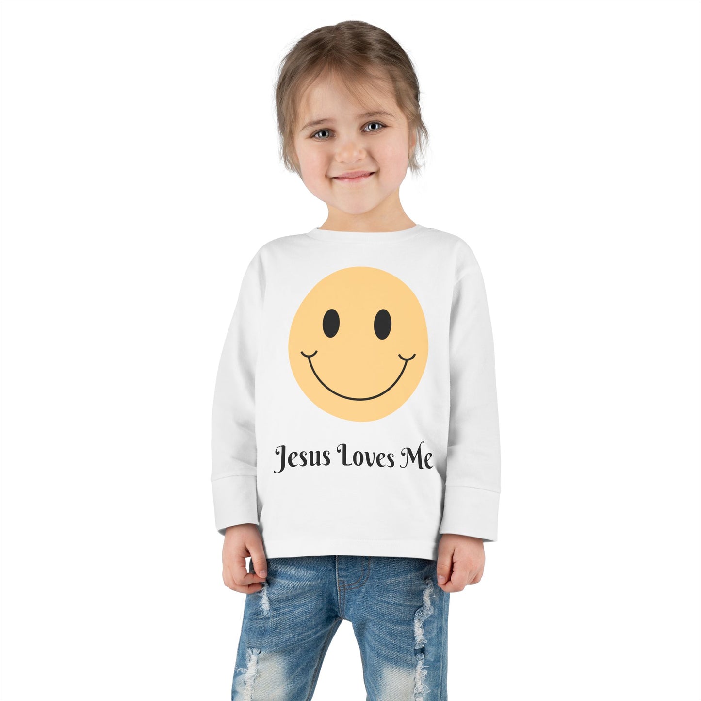 Jesus Loves Me - Smiley Face Toddler Long Sleeve T-shirt