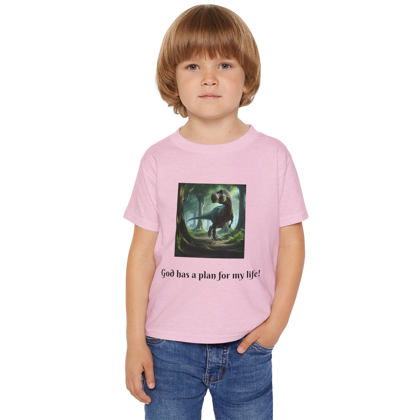 God has a plan for my life - Toddler Dinosaur T-shirt short sleeve